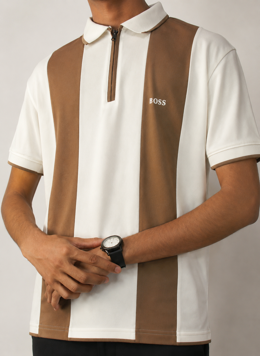 Brown Stripe Old Money Polo